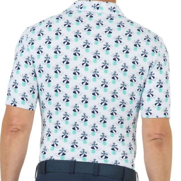 IBKUL Polo Retro Bowl Print UPF Quick Dry Golf Shirt XXL - Picture 7 of 7